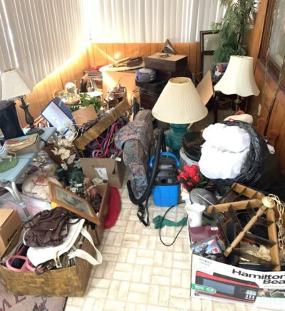 A cluttered space in need of a home cleanout service