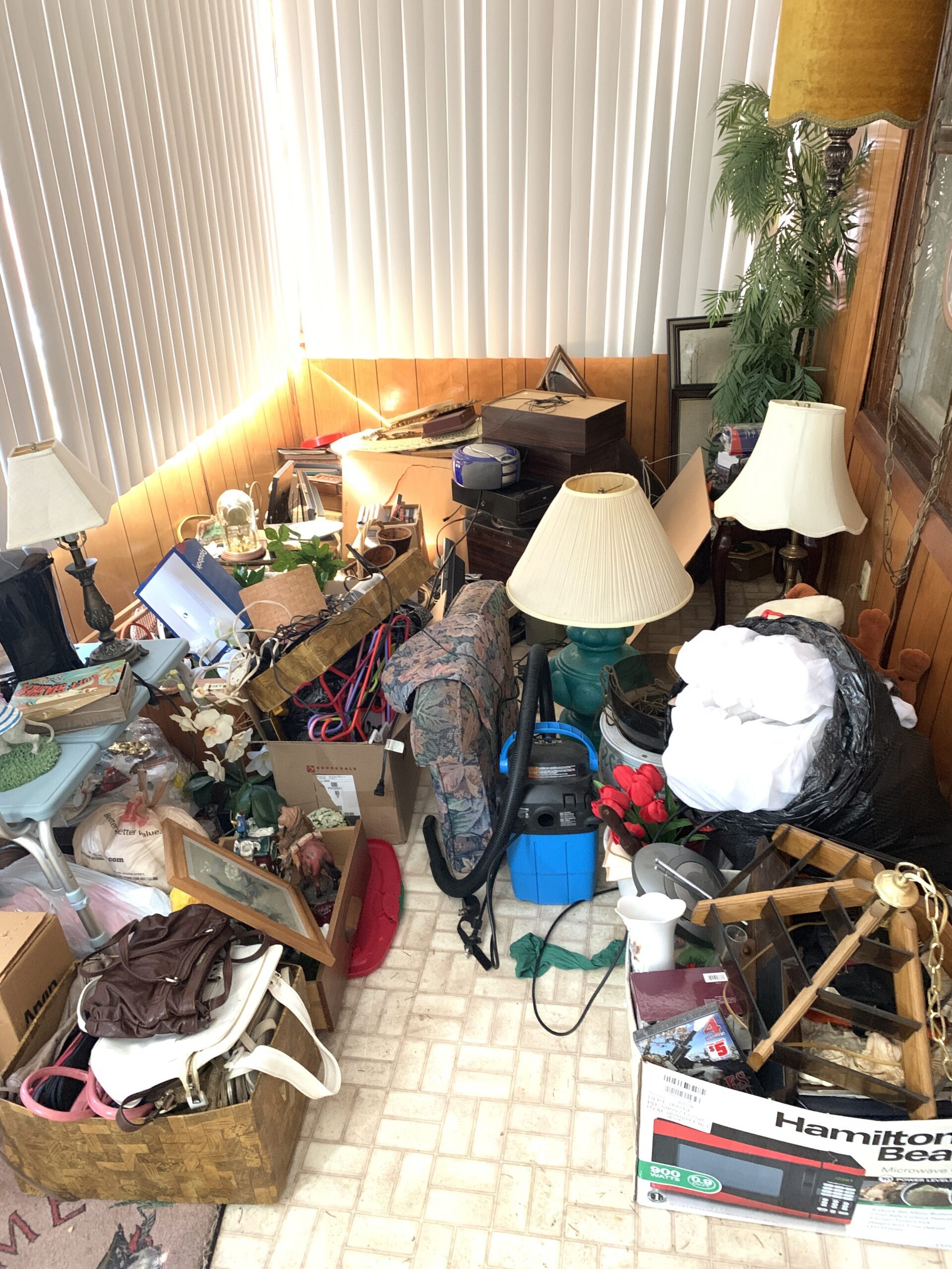 A cluttered space in need of a home cleanout service