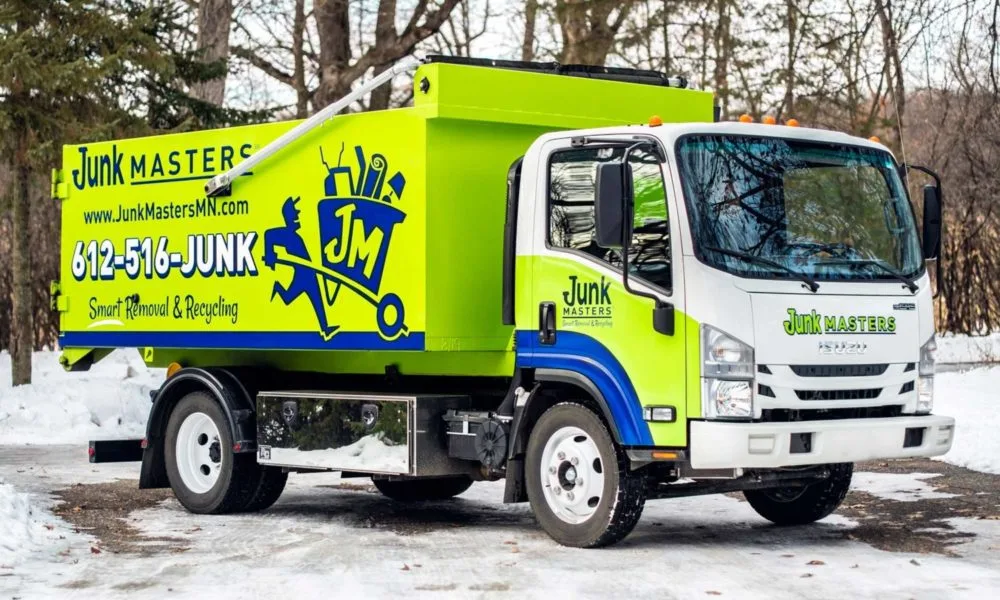 A Junk Masters truck in the snow