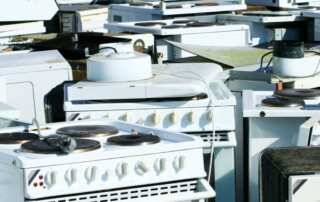 Old appliances in the junkyard ready to be recycled